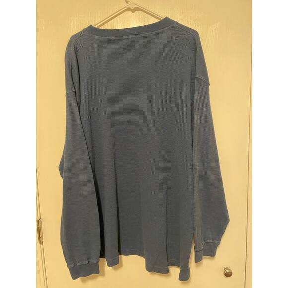 Northcrest Men's Waffle Thermal Henley Shirt Long Sleeve Blue Cotton Y2k XL - Picture 2 of 6